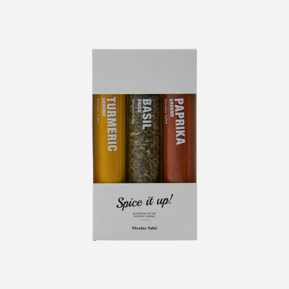 Spices, Basil, paprika chilli, turmeric, 11|42|57 g|g|g