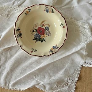 Fransk Agreste skål Ø17,5 – vintage porcelæn med blomstermotiv