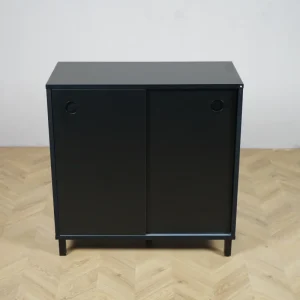 Holmris Kontorskab / Reol med Skydedøre – Sort 80x40x82