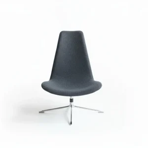 Offecct loungestol – Mørkegrå uld, krom stel