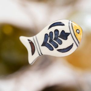 Madam Stoltz – knop – håndmalet keramik fisk Blå